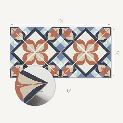 Samolepiaci panel na stenu Kvetinový vzor v symetrických tvaroch
