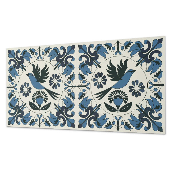 Obdĺžnikový stenový panel Motív vtákov medzi farebnými kvetmi