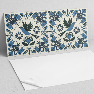 Obdĺžnikový stenový panel Motív vtákov medzi farebnými kvetmi