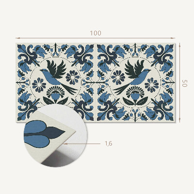 Obdĺžnikový stenový panel Motív vtákov medzi farebnými kvetmi