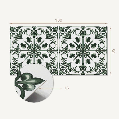 Samolepiaci panel na stenu Rastlinný vzor vo forme dlaždice