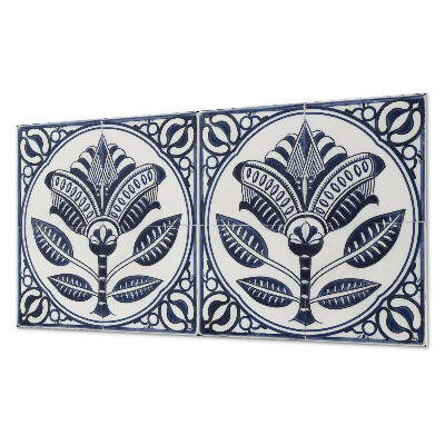 Obdĺžnikový stenový panel Kvetinový motív v keramickom štýle