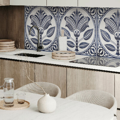 Obdĺžnikový stenový panel Kvetinový motív v keramickom štýle