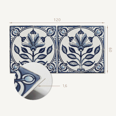 Obdĺžnikový panel na stenu Kvetinový motív na dlaždici