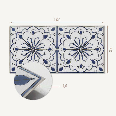 Samolepiaci panel na stenu Kvetinový motív v keramickom štýle