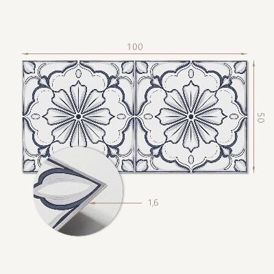 Obdĺžnikový panel na stenu Kvetinový motív na dlaždici