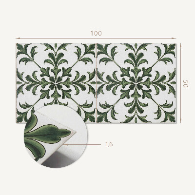 Obdĺžnikový panel na stenu Rastlinný vzor na keramike