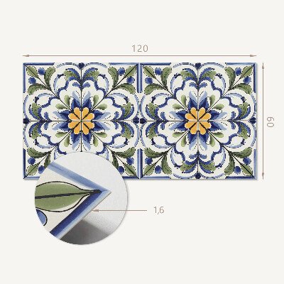 Samolepiaci panel na stenu Kvetinový motív v keramickom štýle