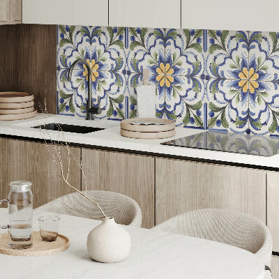 Samolepiaci panel na stenu Kvetinový motív v keramickom štýle