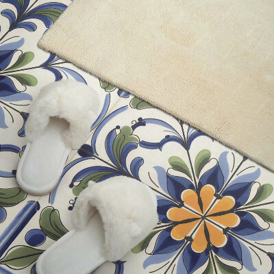 Samolepiaci panel na stenu Kvetinový motív v keramickom štýle