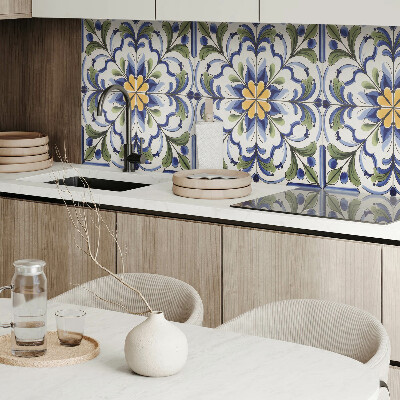 Samolepiaci panel na stenu Kvetinový motív v keramickom štýle