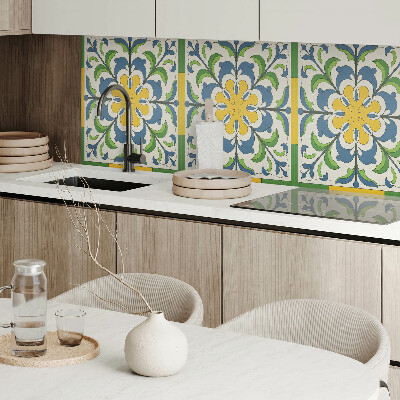 Obdĺžnikový panel na stenu Kvetinový vzor so zelenými listami