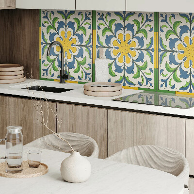 Obdĺžnikový panel na stenu Kvetinový vzor so zelenými listami