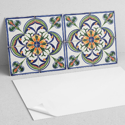 Samolepiaci panel na stenu Kvetinový motív na dlaždici