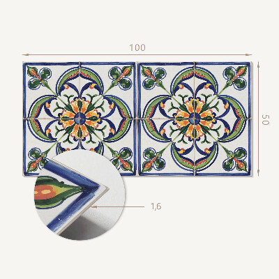 Samolepiaci panel na stenu Kvetinový motív na dlaždici