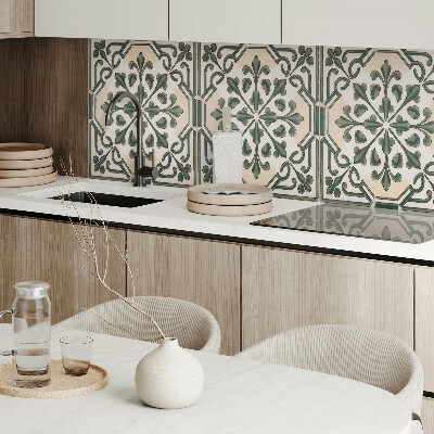 Samolepiaci panel na stenu Rastlinný motív na dlaždici