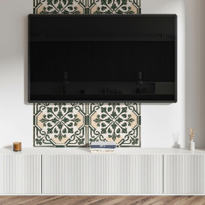 Samolepiaci panel na stenu Rastlinný motív na dlaždici