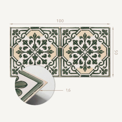 Samolepiaci panel na stenu Rastlinný motív na dlaždici