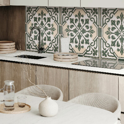 Samolepiaci panel na stenu Rastlinný motív na dlaždici