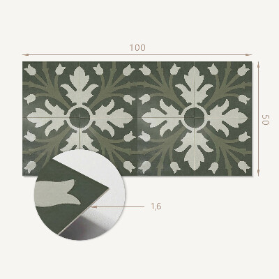 Obdĺžnikový panel na stenu Rastlinný motív na dlažbe