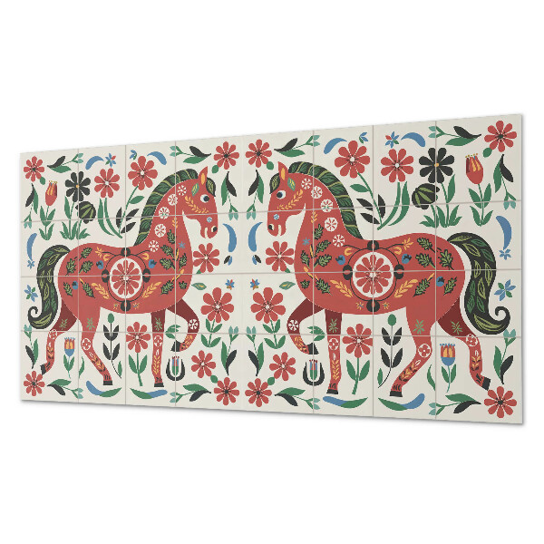 Obdĺžnikový panel na stenu Kvetinový motív s koníkom