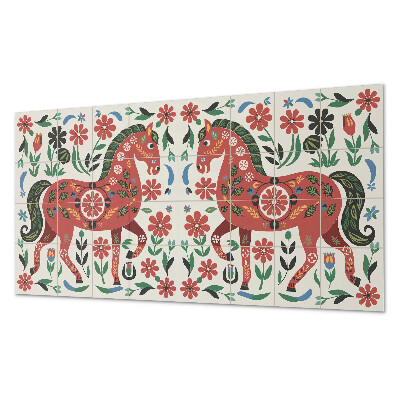 Obdĺžnikový panel na stenu Kvetinový motív s koníkom