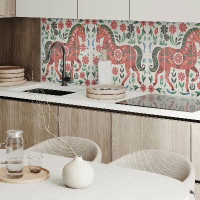 Obdĺžnikový panel na stenu Kvetinový motív s koníkom