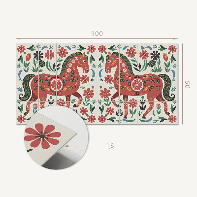 Obdĺžnikový panel na stenu Kvetinový motív s koníkom