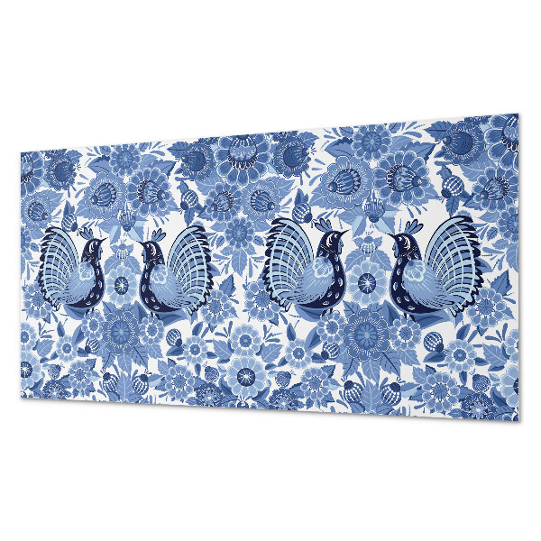 Obdĺžnikový panel na stenu Motív vtákov a kvetov