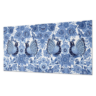 Obdĺžnikový panel na stenu Motív vtákov a kvetov