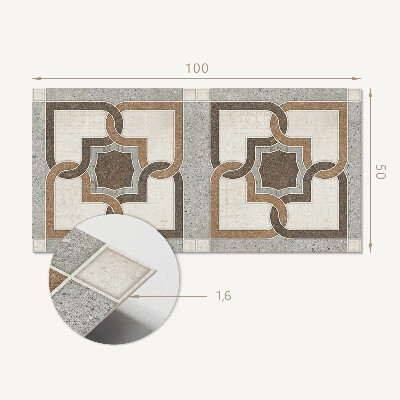 Obdĺžnikový panel na stenu Kachľový vzor v geometrickom štýle