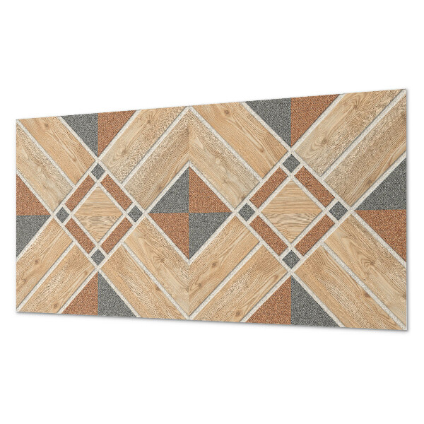 Obdĺžnikový stenový panel Geometrický vzor s prírodným drevom