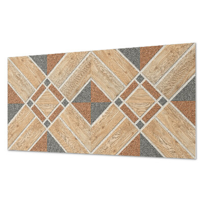 Obdĺžnikový stenový panel Geometrický vzor s prírodným drevom