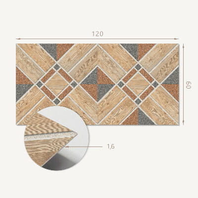 Obdĺžnikový stenový panel Geometrický vzor s prírodným drevom