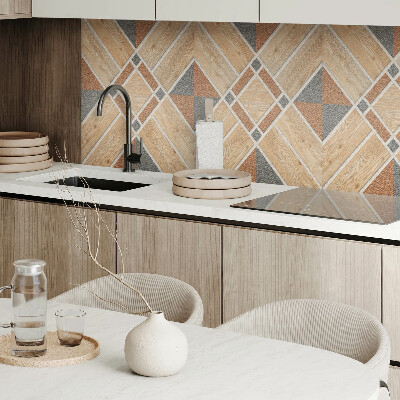 Obdĺžnikový stenový panel Geometrický vzor s prírodným drevom