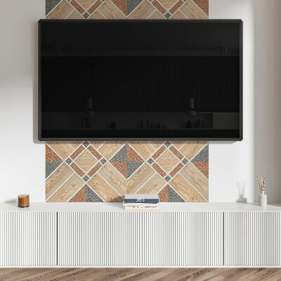 Obdĺžnikový stenový panel Geometrický vzor s prírodným drevom