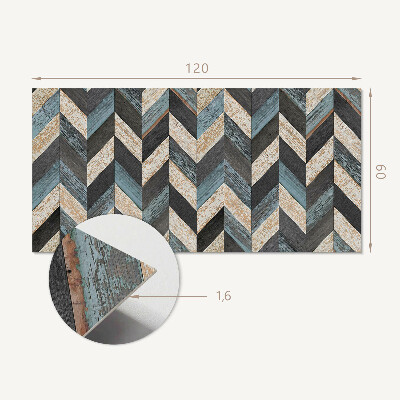 Obdĺžnikový stenový panel Cik-cak motív s dreveným akcentom