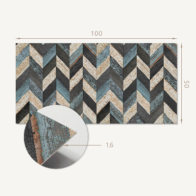 Obdĺžnikový stenový panel Cik-cak motív s dreveným akcentom