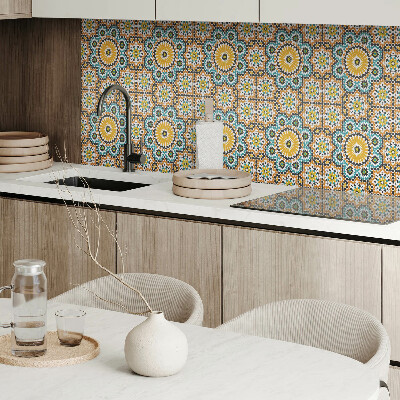 Obdĺžnikový stenový panel Mozaikový motív s kvetinovými akcentmi