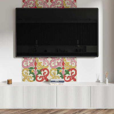 Štvorcový stenový panel Kvety obklopené elegantnými ozdobami