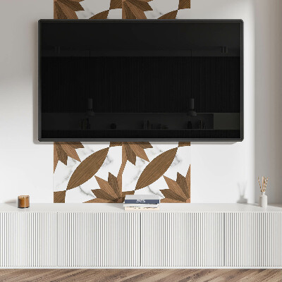 Štvorcový stenový panel Geometrická kombinácia s drevenými prvkami