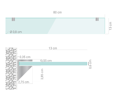 Sklenená zavesná polička do kúpeľne transparentná