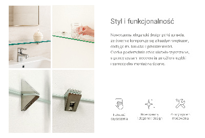 Sklenená zavesná polička do kúpeľne transparentná