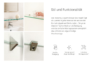 Sklenená zavesná polička do kúpeľne transparentná