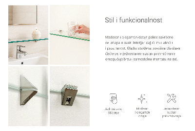 Sklenená zavesná polička do kúpeľne transparentná