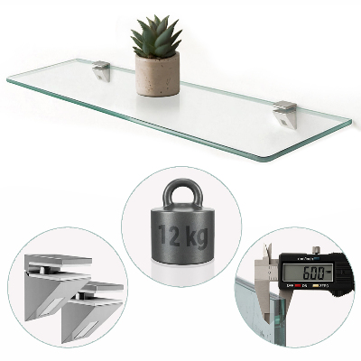 Sklenená zavesná polička do kúpeľne transparentná