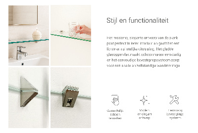 Sklenená zavesná polička do kúpeľne transparentná