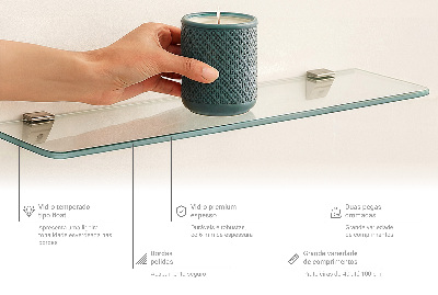 Sklenená zavesná polička do kúpeľne transparentná