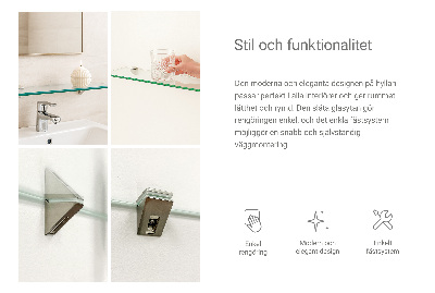 Sklenená zavesná polička do kúpeľne transparentná