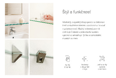 Sklenená zavesná polička do kúpeľne transparentná